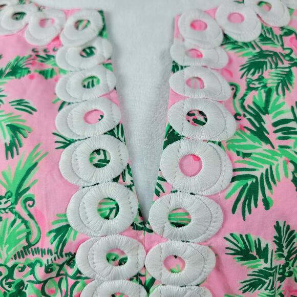 Lilly Pulitzer Shift Dress M Pink Floral Sleeveless Scallop Hem Resort Tropical - Picture 6 of 16